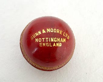 Vintage Gunn & Moore Clubman Red Leather Cricket Ball