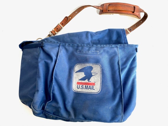 USPS Blue Mail Bag Retired Logo Mail Carrier Bag - Vintage
