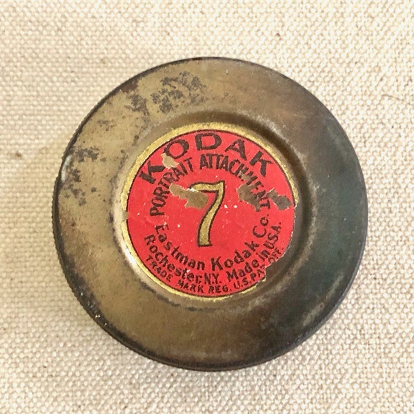 Vintage Eastman Kodak 7 Portrait Attachment Lens jn Tin Canister - Vintage Mini Kodak Lens Tin - EKC - Photographer Collectible