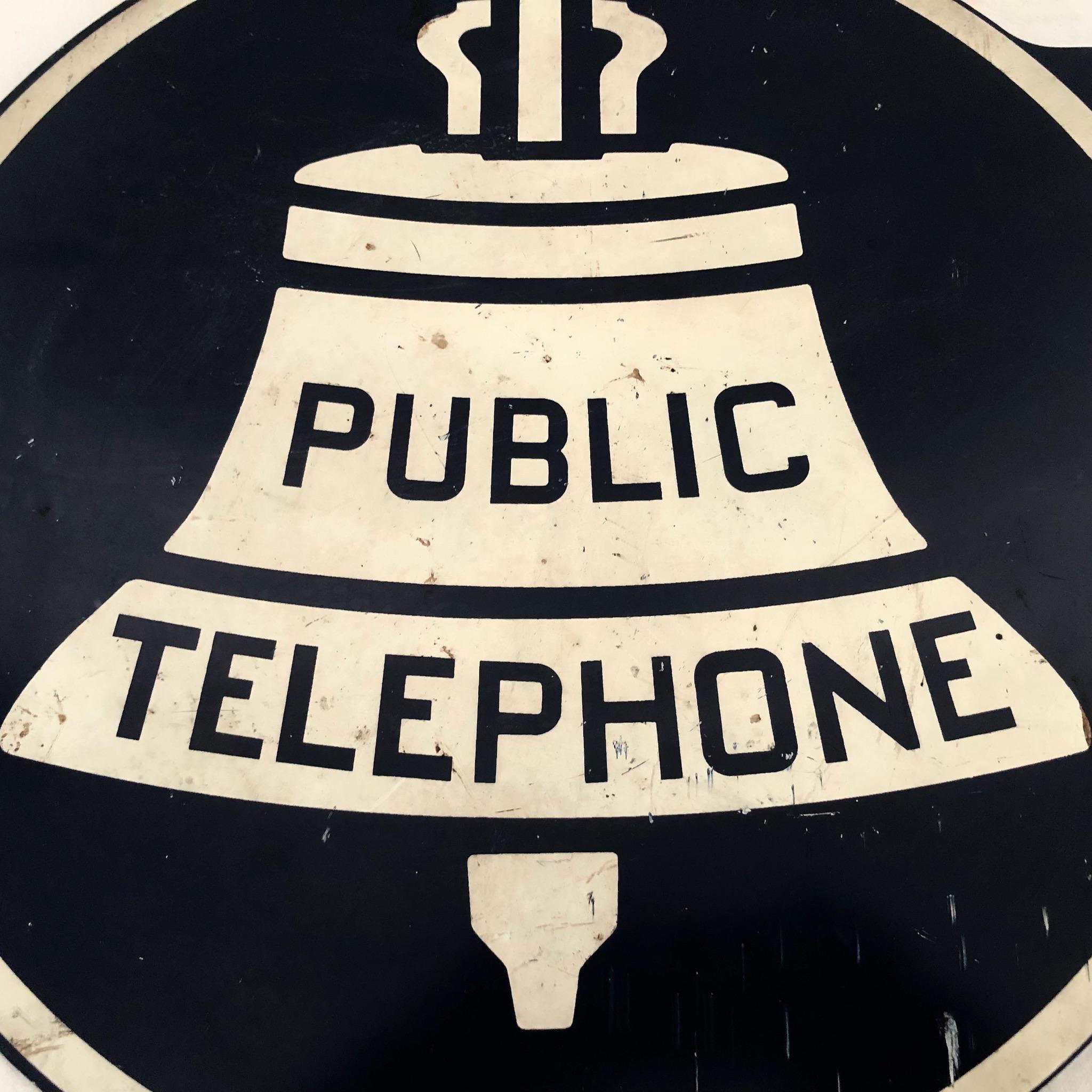 Vintage Public Bell System Telephone 2 Sided Metal Sign - Flanged Phone ...