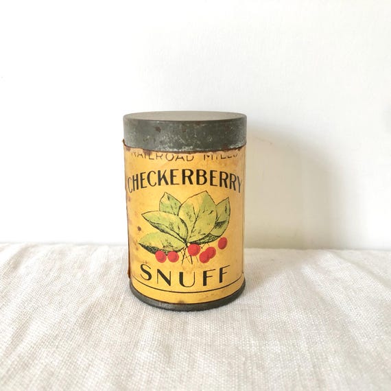 Vintage Railroad Mills Checkerberry Snuff Container - Geo. W. Helme Co Snuff 