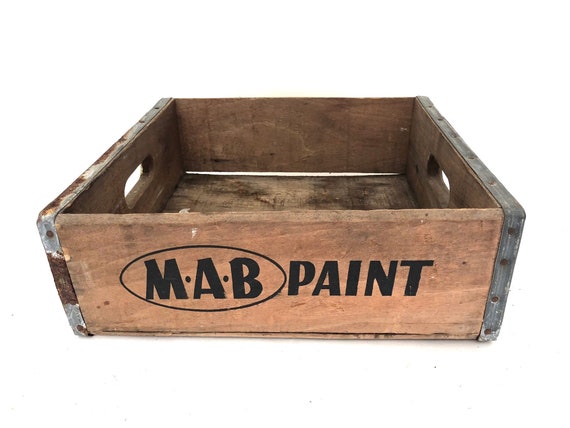 Mab Paint Company Wood Crate Vintage Short Wooden Crate Ma Etsy