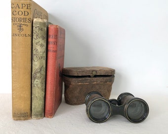 Jumelles d'opéra anciennes avec étui en cuir - Lunettes d'opéra vintage