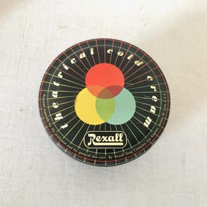 Vintage Rexall Theatrical Cold Cream Tin - Actor Collectible Tin - Art Deco Tin