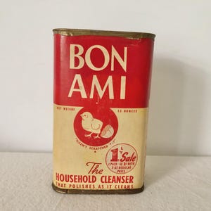 Vintage Bon Ami Kitchen Cleaning Can - Advertising Cardboard Tin - Kitchen Decor - Prop - Soap Collectible - Soap Can
