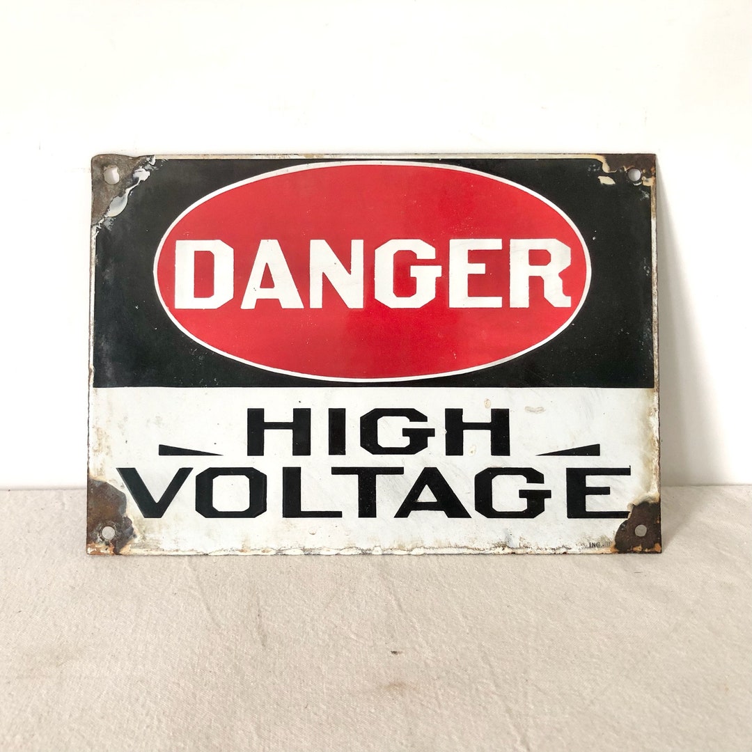 Vintage Original Danger High Voltage Enamel Metal Sign - Metal One ...