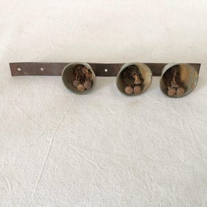 Vintage Bells on Metal Strap - 3 Metal Bells on Metal Strip - Sleigh Bells - Store Bells