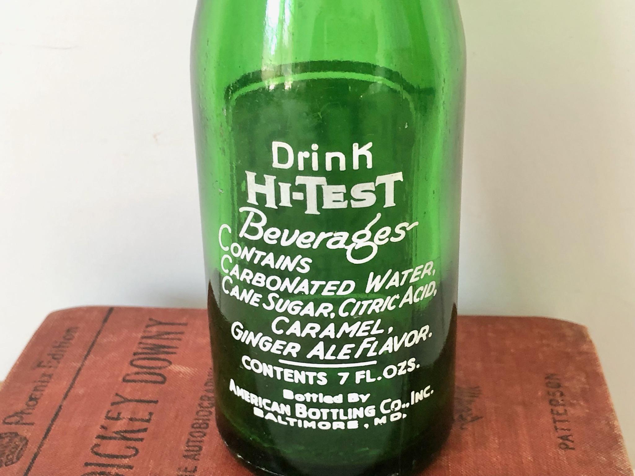 Vintage Hi-test Ginger Ale Bottle  Green ACL Soda Bottle, Baltimore MD -  Etsy