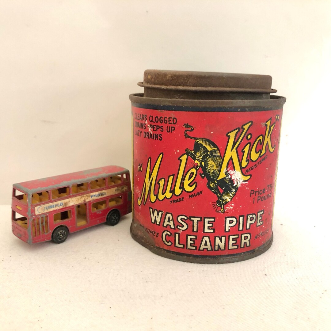 Vintage Mule Kick Waste Pipe Cleaner Empty Tin Plumbing Etsy