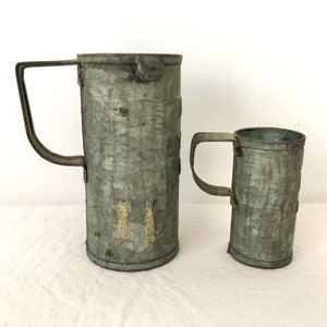 Vintage Galvanized Measuring Cups - Cream Measuring Cups - Farmhouse Country Decor - Repurpose