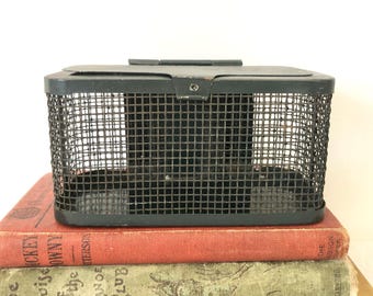 Vintage Fisherman's Live Bait Cage - Fishing Bait Wire Mesh Tin - Cabin Decor - Fisherman Collectible