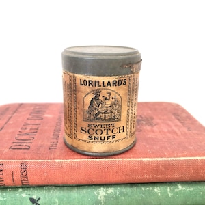 Antique Lorillard&#39;s Sweet Scotch Snuff Container with Product - Display Cardboard Container with Tin Ends