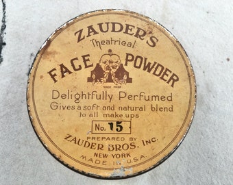 Vintage Theatrical Make Up Tin - Antique Rare Zauder's Theatrical Powder Tin - Theater Collectible - Actor Collectible - Make Up Collectible