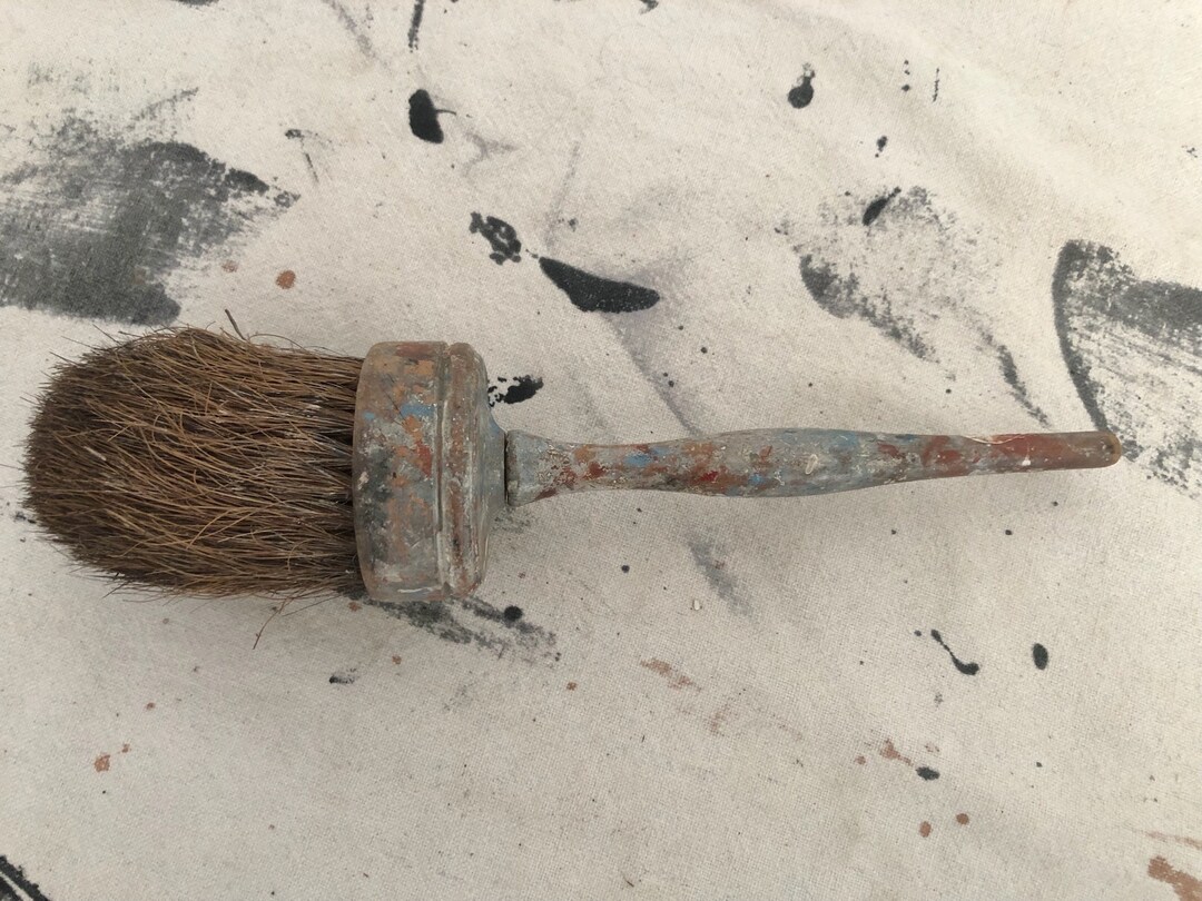 Horse Hair Round Brush Vintage Wood Handle Horsehair Brush Artist Paint