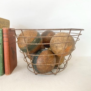 Vintage Croquet Wood Game Balls - Wooden Balls Lot of 6 - Antique Croquet Balls - Display Wood Balls - Game Room Decor //LN1