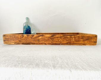 Vintage Industrial Wood Tray Bin Box - Primitive Farmhouse Decor