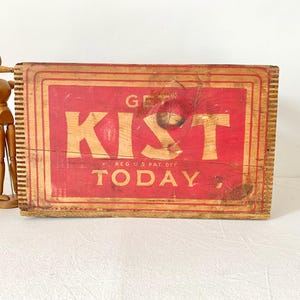 Vintage Kist Beverages Wood Crate - Get Kist Today Wooden Soda Crate - Wood Finger Joint Bottle Crate