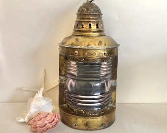 Vintage F.H. Lovell & Co Brass Ship Lantern - Antique Nautical Decor Large Lantern - Marine Maritime Light