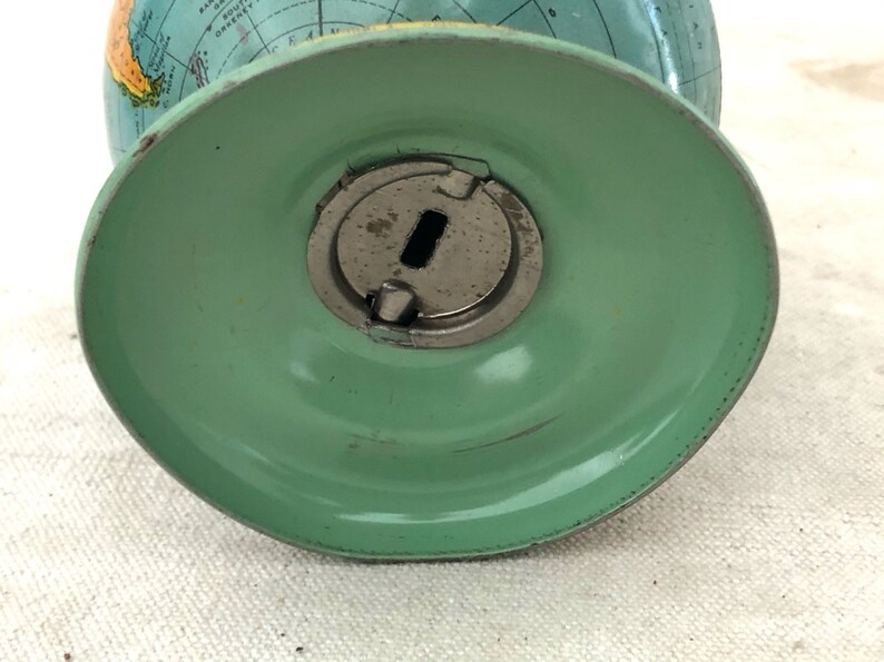 World Globe Collectible - Toy Bank Chein World Globe Tin Bank J Chein Vintage Cast Off Toy Tin Bank