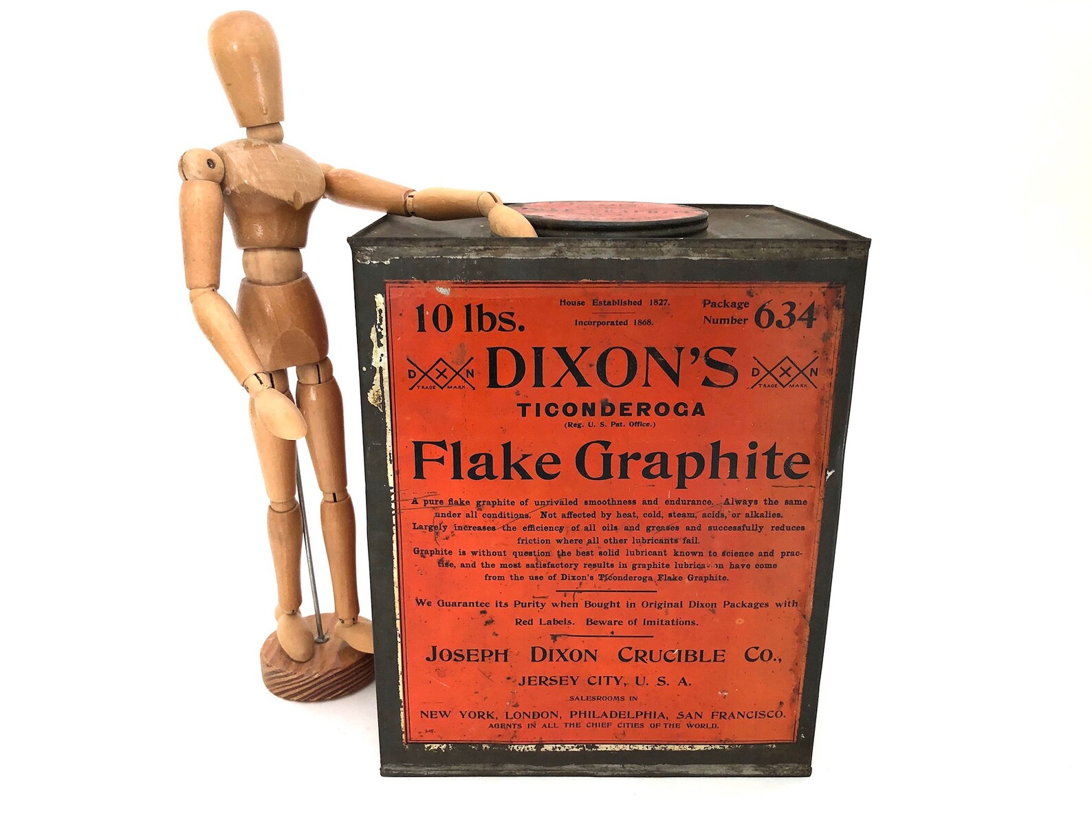 Dixon's Flake Graphite Large Litho Tin Vintage Etsy