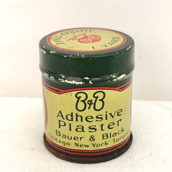 Bauer and Black Adhesive Plaster Tin - Vintage B&B Mini Plaster Tin - Bathroom Decor Tin - Medical Display Apothecary Tin