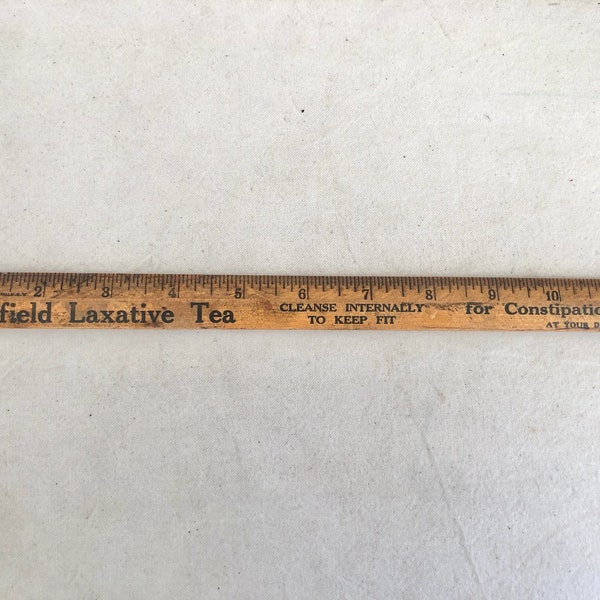 Garfield Laxative Tea Wood Advertising Wood Ruler - Vintage 12 Inch Advertising Ruler - Collectible Wooden Ruler