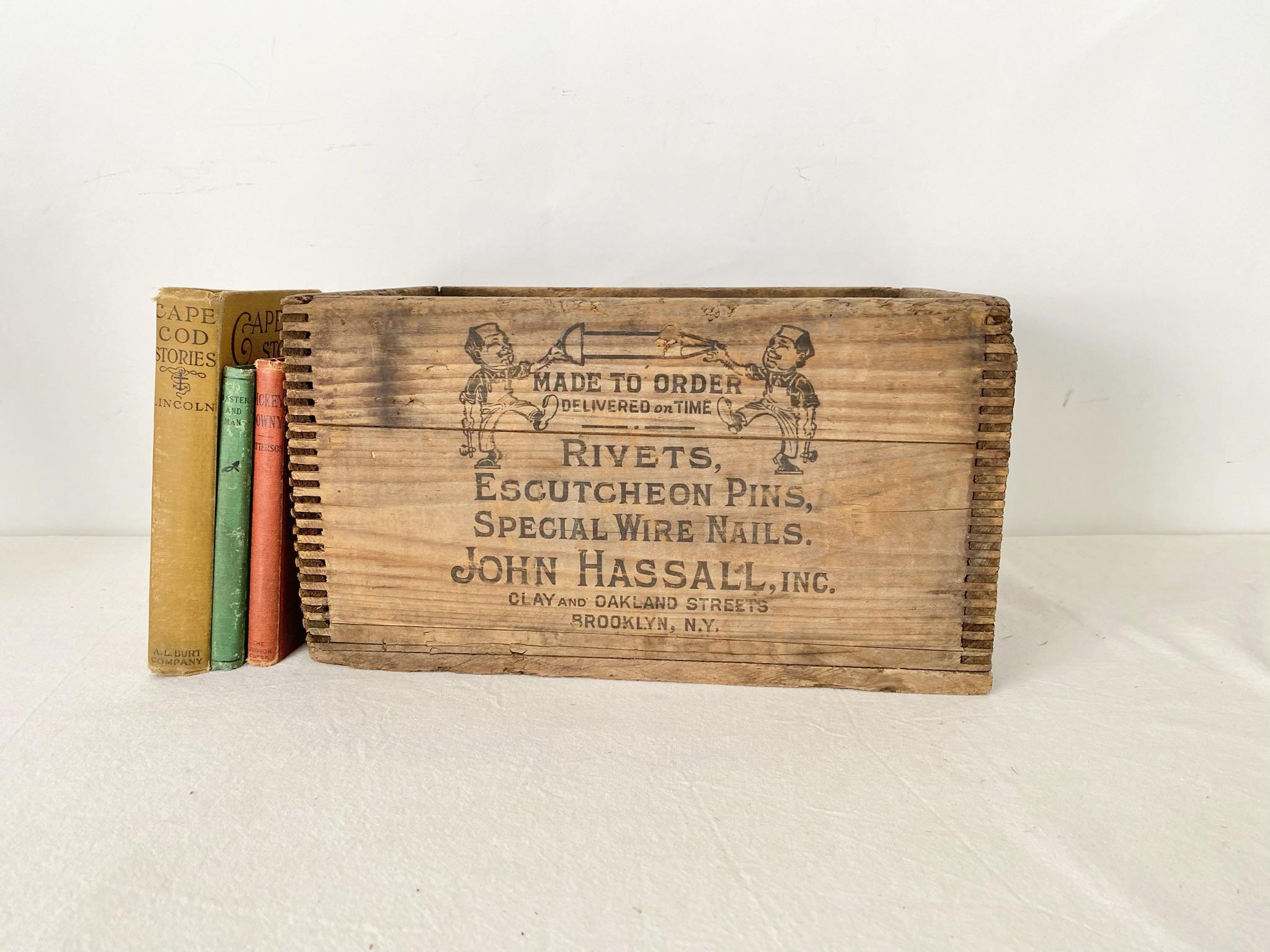 アンティーク雑貨 THE MARYLAND BOLT&NUT CO BOX Antique John Hassall Rivets Brooklyn NY Wood Shipping Box With