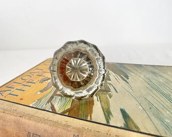 Antique Clear Glass Door Knob - 12 Point Glass Doorknob //LN3