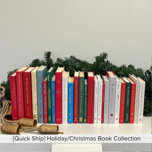 Christmas Book Decor | Real Books by Color | Christmas Holiday Santa Jingle | Perfect for Display or Reading | Affordable and Inexpensive