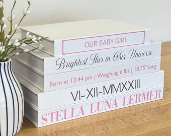 Personalized Baby Book CovoBook+ | Custom Name Title Text | Choose Font, Lettering Color | Blank White Hardcover Decor Gift