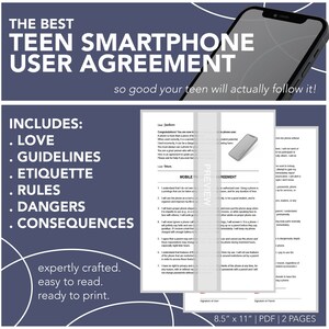 Teen Smartphone Contract | Mobile Phone User Agreement | INSTANT Download, READY to Print or Send | Expertly Crafted, Easy to Read