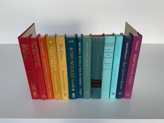 Hidden Storage Real Books Faux Book Box Router Hider in Rainbow