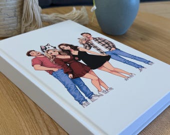Livre décoratif de caricatures personnalisées | Photo personnalisée | Cadeau portrait humoristique | Cadeau pour la fête des pères | Décoration de bureau | Table basse