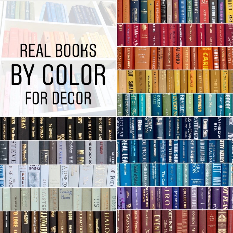 Real Books by Color\u2122 | Choose your Colors | Office, Home, Staging, Wedding, Props, Shelf | Designer Thrift Used Decor | PRICE is PER 1 BOOK
