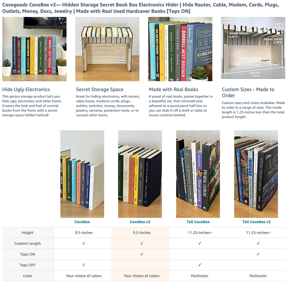 Covobox V2™ Hidden Storage Secret Book Box Electronics Hider