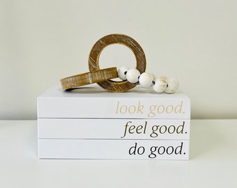 CovoBook™ 3 Book Set | Look Good, Feel Good, Do Good | Permanent Vinyl in Gold Custom Fonts | Blank Hardcover Unique Gift