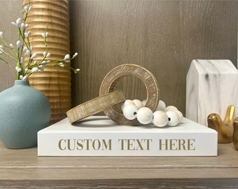 Personalized CovoBook™ WHITE | Custom Title Text Name | Choose Font, Lettering Color | Blank Hardcover Decor Gift | Price is PER 1 BOOK