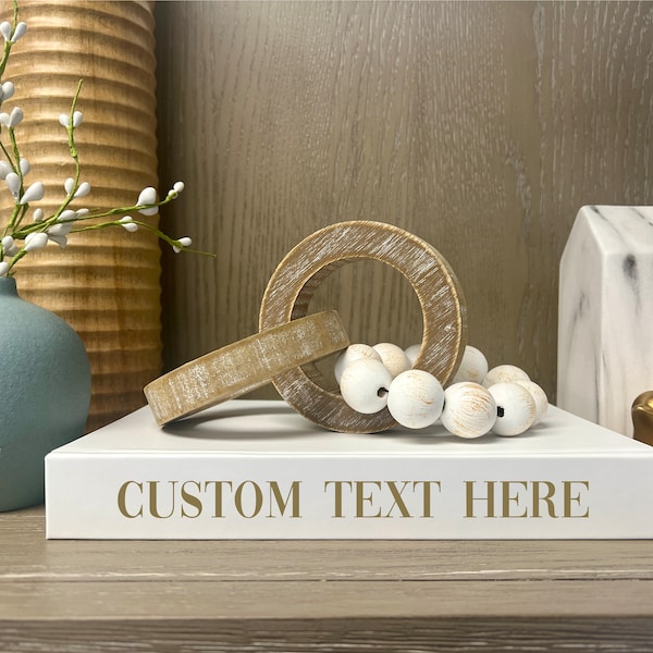 Personalized CovoBook™ WHITE | Custom Title Text Name | Choose Font, Lettering Color | Blank Hardcover Decor Gift | Price is PER 1 BOOK