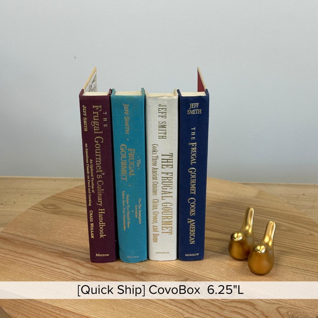 CovoBox— Frugal Gourmet Hidden Storage Secret Book Box Electronics Hider | Hide Router, Cable Modem, Cords, Outlets | Made w Real Books