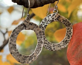 Ouroboros Sterling Silver Serpent Smake Dangle Earrings Womens Handmade 925