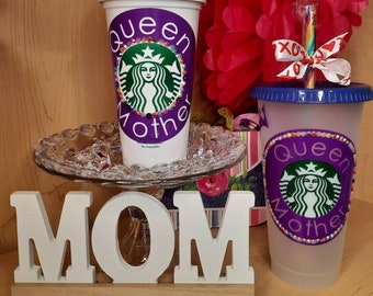 Starbucks Venti Frosted Reusable "Queen Mother" Cold Coffee Cup