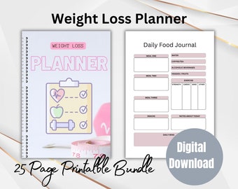 Weight Loss Planner | Digital | Journal | Notebook | Checklist | Diary
