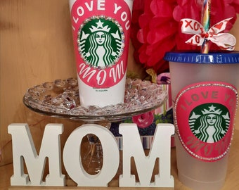 Starbucks Venti Frosted Reusable "I Love You Mom" Cold Coffee Cup