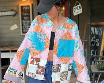 Veste courtepointe unique en son genre (LG/XL)