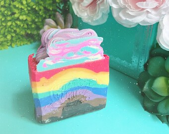 Mojito + Grapefruit + Orange Artisan Soap: "You Make Me Feel", Rainbow Progress Pride LGBTQIAP+ Coconut Free, Almond Free, Cold Process