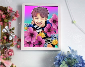 RM Floral: Rap Monster, Namjoon, BTS, Digital Art Print, KPOP Fanart