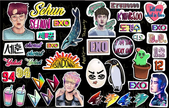 ベッキョン ステッカー、ブックマーク DOWNLOADABLE Kpop Sticker Sheets; EXO, Bujo Bullet Journal