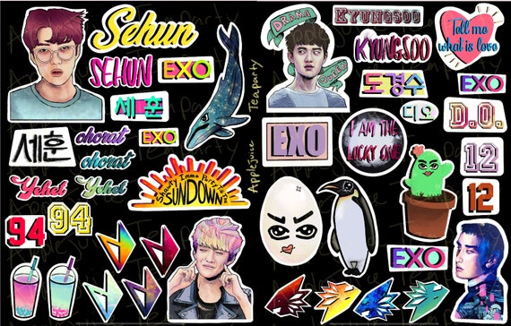 DOWNLOADABLE Kpop Sticker Sheets EXO, Bujo Bullet Journal Cute, Sehun  Kyungsoo Baekhyun 