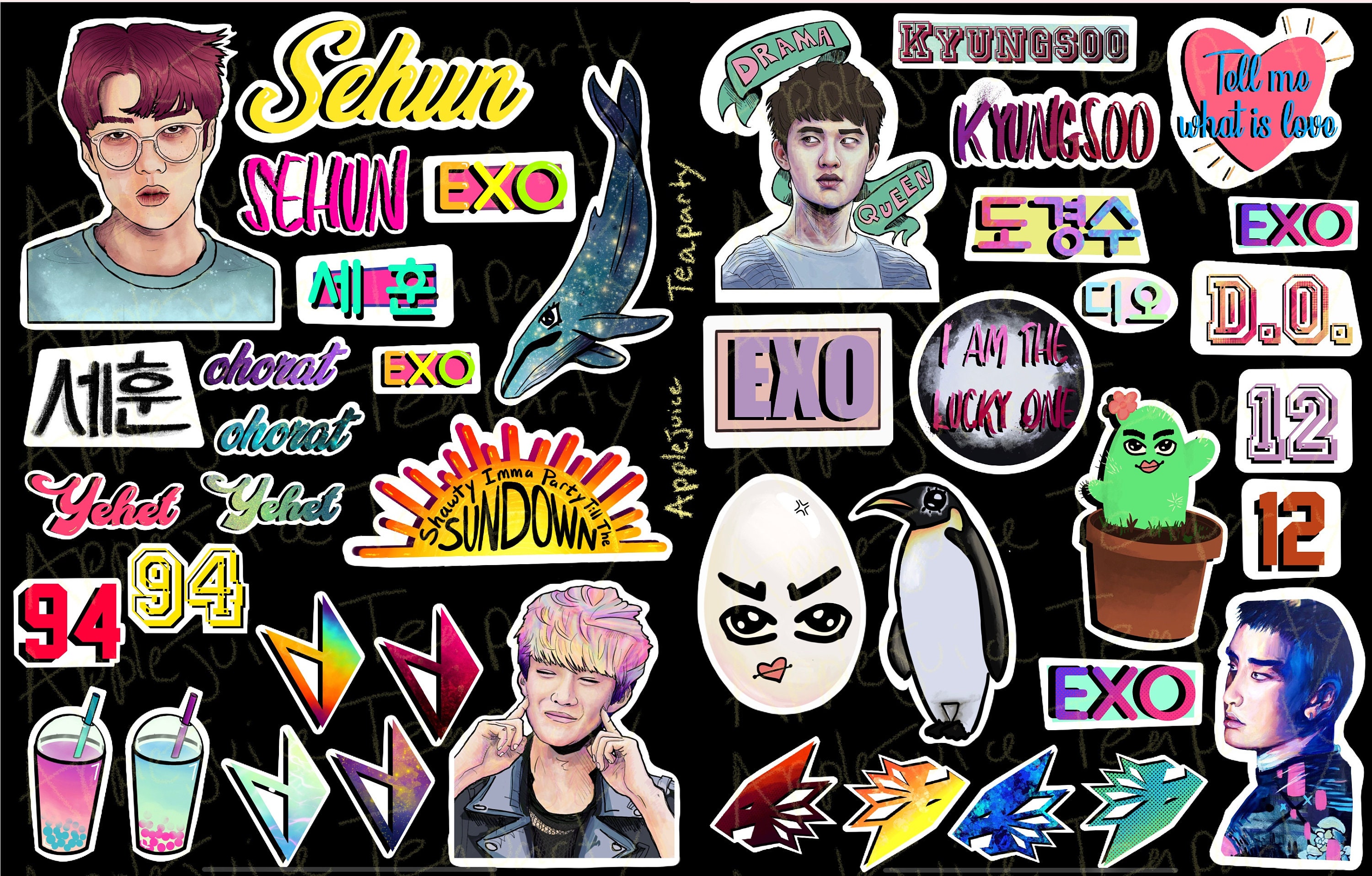 downloadable kpop sticker sheets exo bujo bullet journal etsy canada