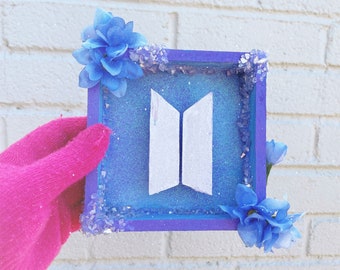 BTS Shadow Box: Lavender Pastel Goth Bangtan Cute Hanging Room Decor | Kpop Collection Wall Art Pastel Floral Aesthetic